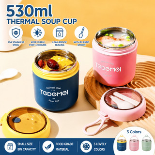530ml Thermal Lunch Jar Mini Soup Cup Food Container With Spoon Insulated Stainless Steel