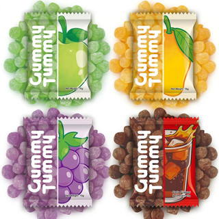[4 in 1] Gummy Tummy 24 Packs Cola, Mango, Grapes, Apple Flavor Sugarcoated Fruity Gummy Candy