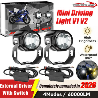 ThrustLine Mini Driving Light Motorcycle V2 Headlight White+Yellow 60W Flash Waterproof 4 Modes