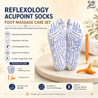 Reflexology Acupoint Socks Gloves with Trigger Point Tool Foot Massage Care Set