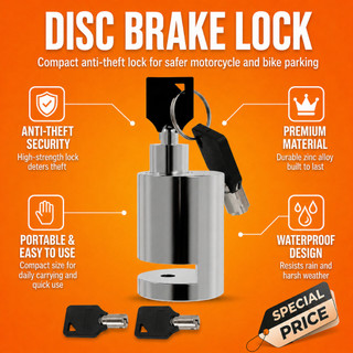 Heavy Duty Stainless Steel Disc Brake Lock Waterproof Anti-Pry Protection for E-Bike and Motorcycle