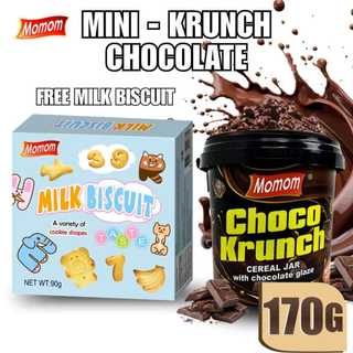NEW [FREE BISCUIT MILK] Momom Mini Chocolate & Ube Krunch, Crunchy Cereal Snack Dessert 170g