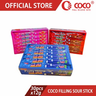 COCO FRUITY FILLING SOUR STICK Strawberry/Cola/Blueberry 12g X 30pcs