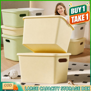 Foldable Storage Box Organizer Plastic WithCover Plastic Container Basket Cabinet Wardrobe Closet