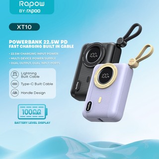 Rapow by Rapoo XT10 10000mAh Powerbank 22.5W PD Fast Charging Built in Cable Power Bank