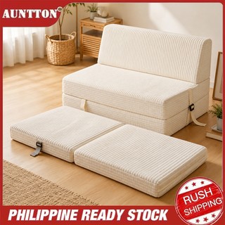❗️COD❗️Foldable Sofa Bed Cream Corduroy Convertible Floor Sofa Mattress For Living Room Bedroom Cond