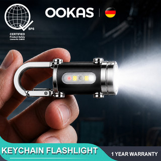OOKAS Mini Keychain Flashlight Rechargeable Waterproof LED Emergency Light Portable 7Light ModesLamp