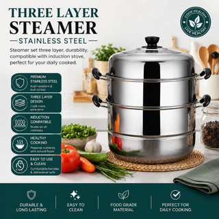 3 layer set Steamer Pot, Goods For kitchenware, high Capacity ,  Stainless steel , super affordable