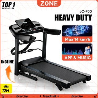 Electric Treadmill Heavy Duty Slope Adjust 16km/h Bluetooth Foldable 400KG Load-bear Massager JC700
