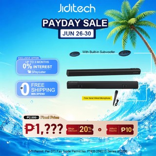 Jiditech TV Speaker Soundbar With Microphone Bluetooth5.0 Connection Home Subwoofer Build-in Battery