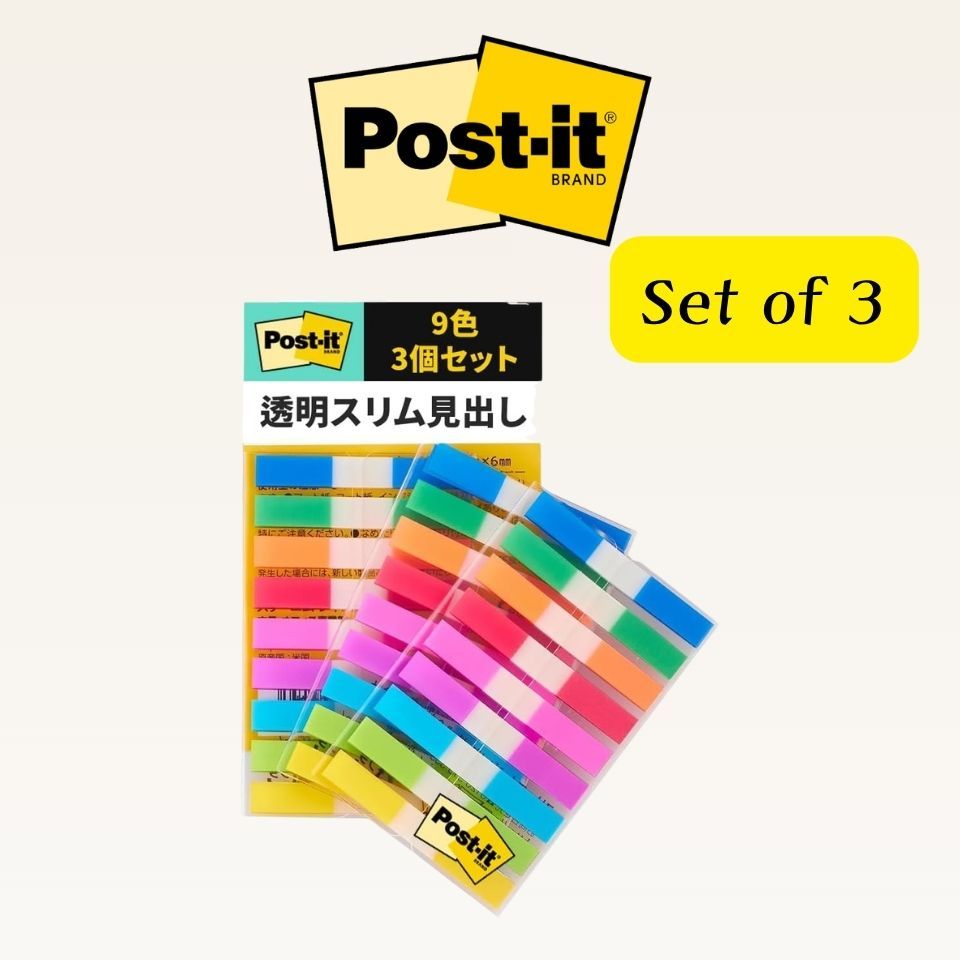 3M Post-it Film Slim Index 44x6mm 9 Colors 3-Pack 680-3MSH