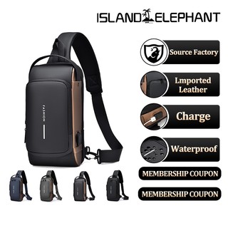 ISLAND ELEPHANT Motorcycle Bag Sling Bag For Men Chest Bag USB Waterproof
