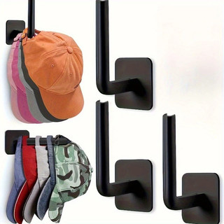 2pcs Hat Rack for Baseball Caps - Adhesive Hat Hooks for Wall, Hat Hanger Storage Cap Organizer, No