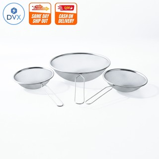 DVX Kitchen Strainer with Handle, Stainless Steel Mesh Sieve for Draining, Rinsing and Filtering
