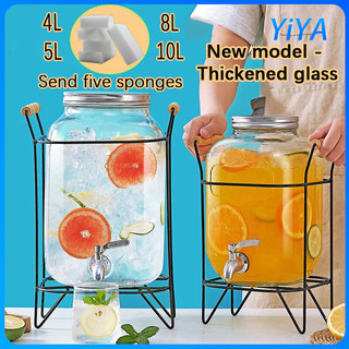 Upgrade to thickened glass 4L/5L/8L/10L glass brewing bucket with tap drink bucket container