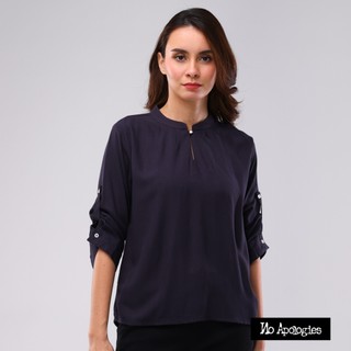 No Apologies Plain Bold Twill 3/4 Slvs Blouse NST04-0871 [Blouse for women]
