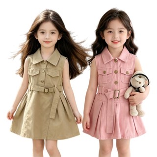 SUNDAY KIDS Korean Girls clothes sleeveless Dress Fashion Workwear dress for kids girls Age 2-7