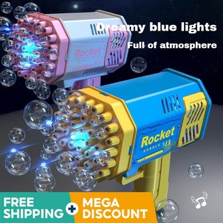 60-Hole Gatling Bubble Machine, with bubble solution included, handheld automatic bubble blower toy