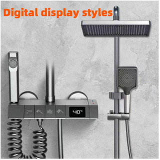 4 in 1 Shower Set with Faucet - Space Aluminum Bathroom Set Hot and Cold Piano Button Shower Faucet