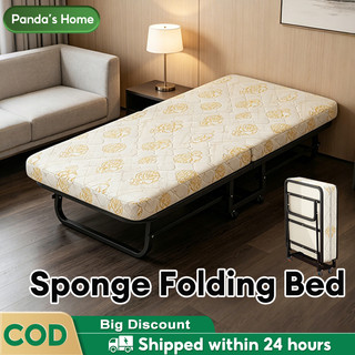 Portable Folding Bed with Mattress Single Heavy Duty Foldable Sponge Bed Bedroom Office Nap Home Use