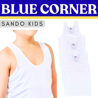 3pcs Kentucky  Blue corner White SANDO  Cotton Plain Original (for Kids) LOVESHOPKIDS