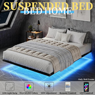 LED Smart Lighting Iron Frame Bed High Quality Suspended Bed with APP Software Operation