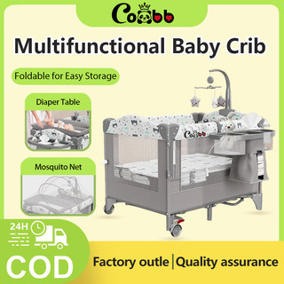 COCOBB Baby Swing Crib Multifunctional Liftable Stitching Co-Sleeper Newborn Crib Baby Rocker Bed
