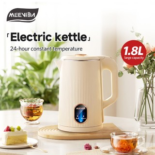 MEEVIDA 1.8L Electric Kettle 304 Stainless Steel Fast Heat Automatic Power-Off 24 Hour Insulation