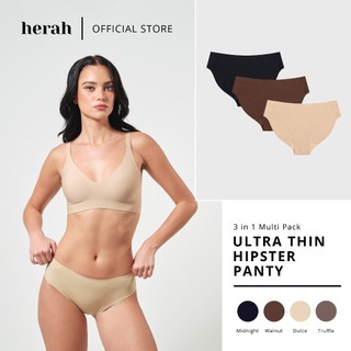 Herah Ultra Thin Seamless Hipster Panty 3pcs, Free Cut Edge, Buttery Soft, Plus Size Women