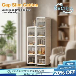 RECIBA Plastic Gap Storage Cabinet Flip-top Drawer Wheels Foldable Kitchen Bathroom Organizer