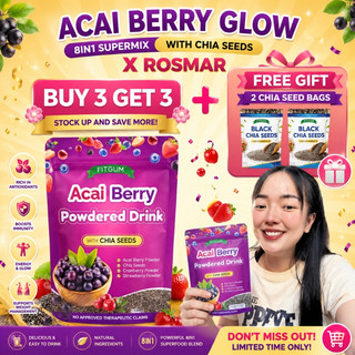 [ BUY 3 GET 3 ] Rosmar x Fitgum Acai Berry Drink With Chia Seeds 8in1 Slim Body Skin Whitening