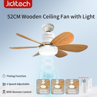 Jiditech Ceiling Fan Light With Remote Control 30W/60W 6 Blades 2 in 1 Ceiling Fan With Light