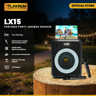 Platinum Karaoke LX15 Portable Party Jukebox  Speaker with Built-in Screen and Wireless Mic
