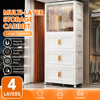 【HOT】Gooreestyle Foldable Baby Cabinet – Plastic Wardrobe with Wheels for Clothes Storage