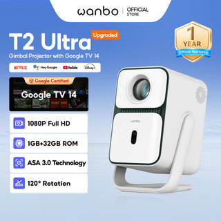 [Upgrade] Wanbo T2 Ultra Gimbal Projector Google TV 14 Free Angle 1080P FHD Auto Focus Home Cinema
