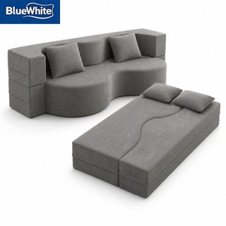 BlueWhite Foldable Sofa Bed With Free Cushion*2 Memory Foam Sofa Bed Boxed Roll-Up Ship Washable