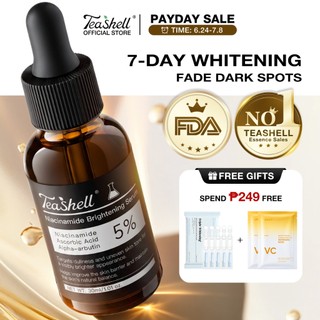 【FDA Approved】Teashell Whitening Serum 5% Niacinamide & Alpha Arbutin 30ml - Fade Dark Spots Brighte