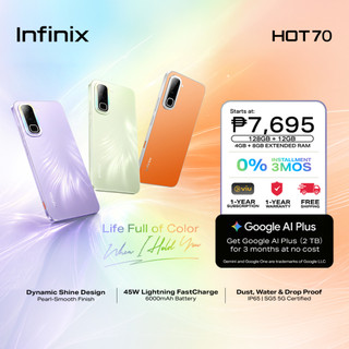 Infinix HOT 70, (up to 8GB [4GB + 128GB] Dynamic Design, 45W+ 6000 mAh, IP65 (1 Yr Local Warranty)