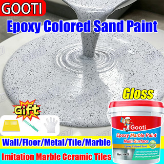 4KG GOOTI Epoxy Marble Paint Glossy Colored Sand Multi Surface Waterproof for Tile Cement Floor