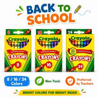 GOODAY Crayola Crayons 8 16 24 Colors Non Toxic Wax Crayons Kids Drawing School Supplies