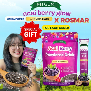 FITGUM Acai Berry Juice 8In1 Supermix Extra Chia Seeds Slim Body Skin Whitening Beauty Drink