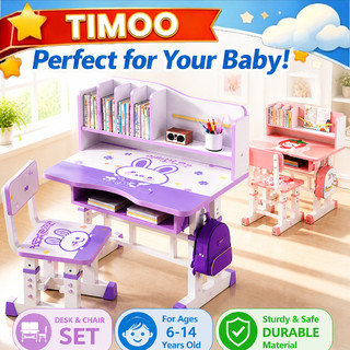 【3 warranty】Study Table for kids with Chairs & Reading Stand Age 3-12 - Durable Multi-functional