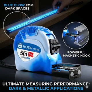 HOBA Professional Tape Measure Self Locking Blue Light Tape Measure  High Precision for Construction