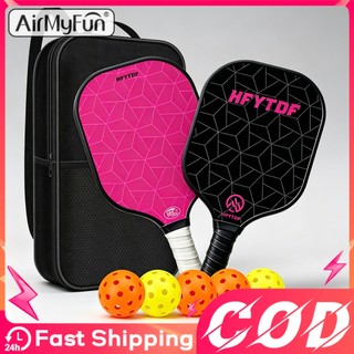 Carbon Fiber Pickleball Paddle Set 2 Rackets + 4 Pickleballs + Storage Bag Professional Level Racket