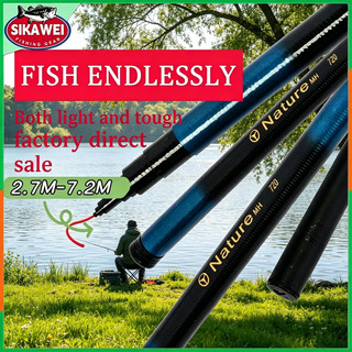 2.7m-7.2m Telescopic Rod with Gift Line Portable Fishing Rod Stream Rod Hnad Pole