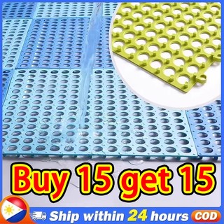 Buy 15 get 15 30x30cm Non-Slip PVC Bathroom Floor Mat Set Waterproof with Textured Massage Surface