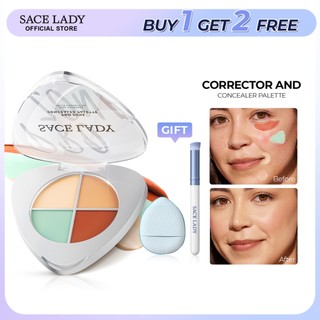 SACE LADY Full Coverage Corrector Concealer 4 Color Palette, Long-lasting Flawless Natural Concealer