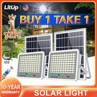 LitUp Upgraded Solar Lights Outdoor Waterproof  LED Solar Flood Light Street Light Solar Panel