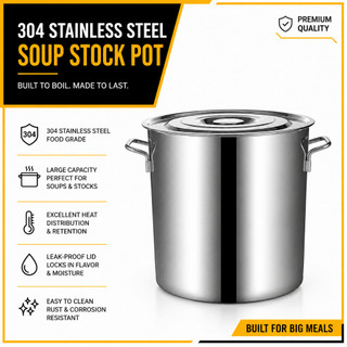 Home 304 Stainless Steel Soup Pot Bucket with cover Thick Commercial for induction cookers