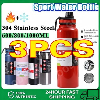 3PCS  Vacuum Flask Sport Water Bottle 304 Stainless Steel Thermos Insulated 600ML/1000ML Tumbler COD